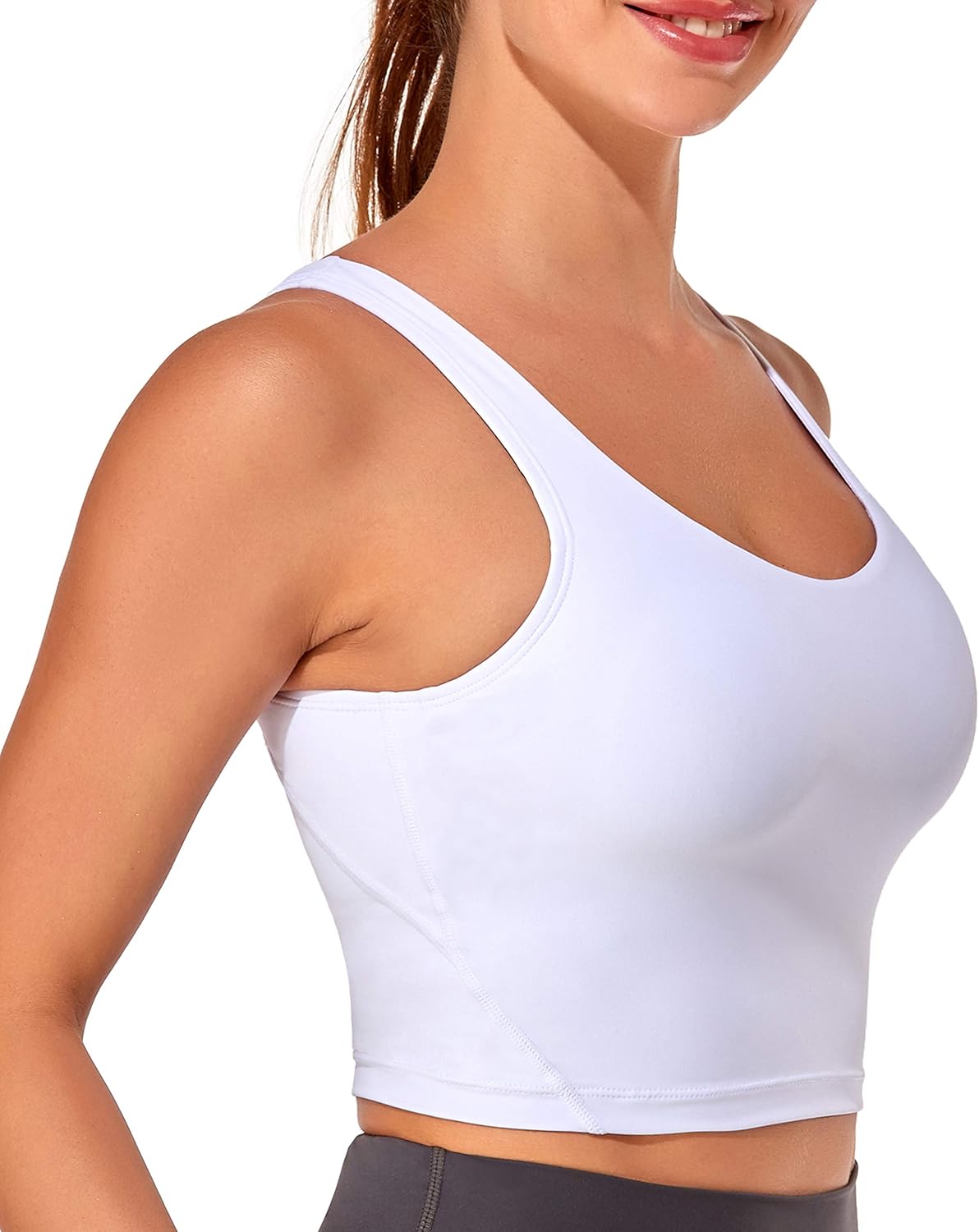 Oalka Sports Bra Womens Longline Padded Crop Tank Yoga Bras Workout Fitness Top at  Women’s Clothing store