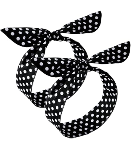 Amazon.com : LYLYNB 2 Pack Black White Headband Set, Polka  display picture 2