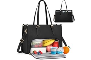 RAINSMORE Laptop Bags for Women Insulated Lunch Compartment Tote Bags for Women 15.6 Inch Work Bag Women Waterproof