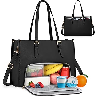 RAINSMORE Sac Cabas Femmes Sac à Main Grande Capacité PU Cuir Sac Ordinateur 15.6 Pouces Imperméable Sac De Cours Lycee Sac Bandoulieres Epaule Pour Affaires Travail Beige Et Marron