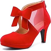 LIURUIJIA Women's Platform High Heels Bow Pumps Cutout Mesh Panel Wedding Work Party Dress Shoes