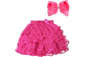 BGFKS 4 Layered Tulle Tutu Skirt for Girls with Hairbow or Birthday Sash,Girl Ballet Tutu Skirt