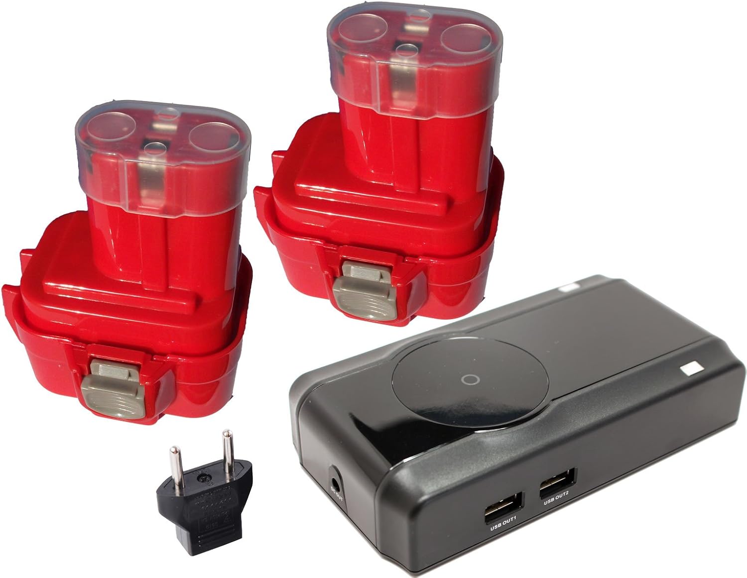 2Pack Makita 63834442 Battery + Charger + EU Adapter Replacement