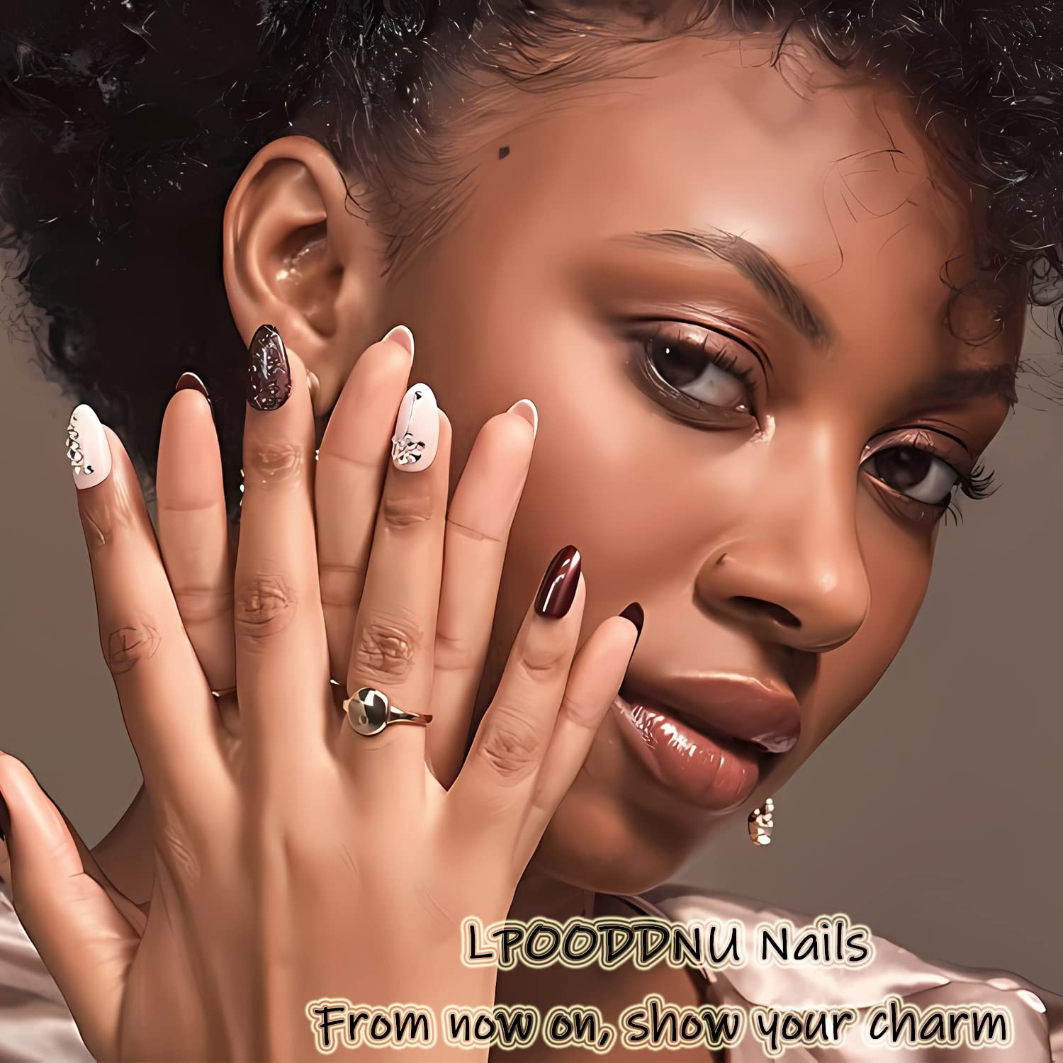 LPOODDNU White French Tip Press on Nails Almond Medium Fake Nails Glossy Pink False Nails with Designs Pink Acrylic Nails Press ons Full Cover Glue on Nails Stick on Nails for Women Manicure 24Pcs - Image 7