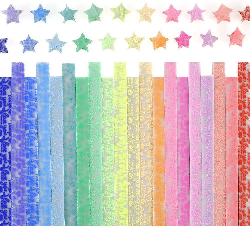Origami Paper Set,Luminous Origami Stars Papers Package 600 Sheets 20 Colors (Glows in The Dark)