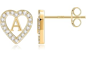 Anoup Christmas Gifts for Grandkids Girls Earrings - S925 Sterling Silver Post CZ Hypoallergenic Stud Heart Initial Earrings for Women Kids Jewelry Stocking Stuffers for Teen Girls Birthday Gifts