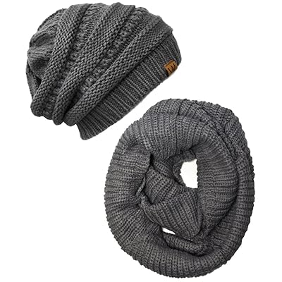 I-Wrapables Women Plaid Shicilela i-infinity Scarf kunye ne-Beanie Hat Set