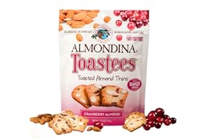 Almondina Toastees, Cranberry Almond Flavor, Toasted Almond Thins Snack, Non-Dairy and Kosher, Baked with Natural Ingredients, 5.25-Ounce Package (Pack of 6)