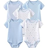 Chamie Newborn Baby Bodysuit 5-Pack Short Sleeve Baby Clothes for Boys and Girls