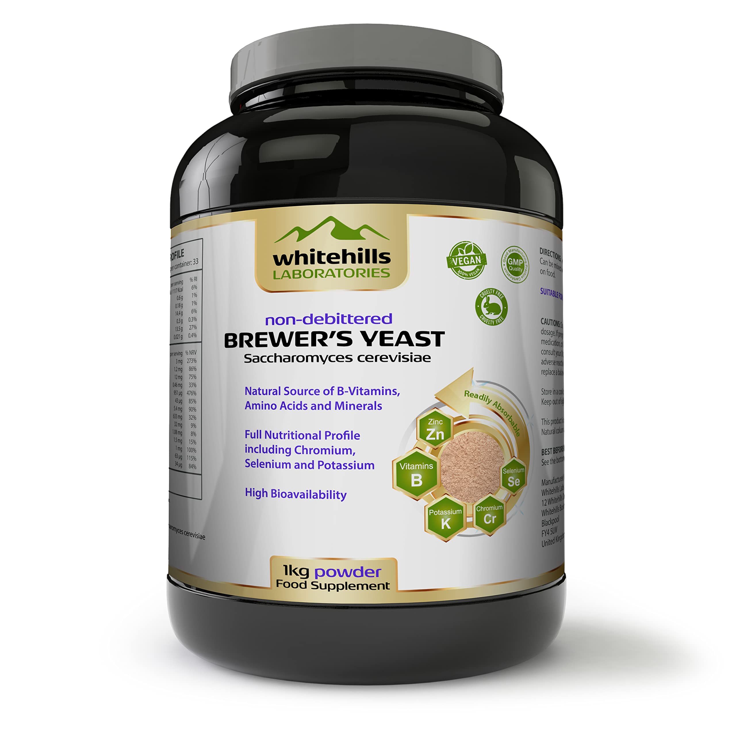 Brewer's Yeast Powder 1kg Non-debittered Inactive Natural Source of B-Vitamins, Chromium, Selenium and Potassium for Humans, Cats, Dogs, Horses and Ducklings