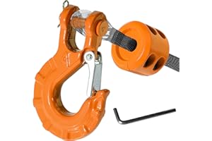 FSUON Winch Hook with Winch Cable Hook Stopper, 3/8" Heavy Duty Winch Hook Sets, Grade 70 Forged Steel, Max 37000 lbs (Orange)