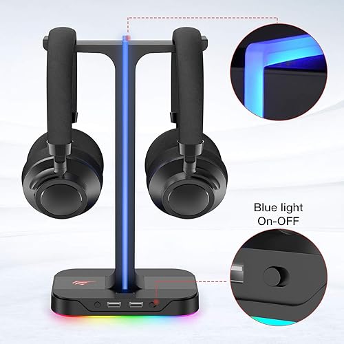 havit RGB Gaming Headphone Stand Desk Dual Headset Hanger Base