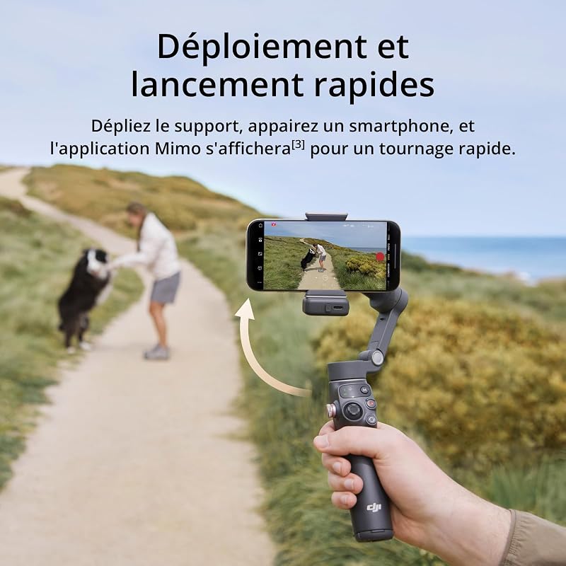 Stabilisateur nacelle DJI Osmo Mobile 7P pour iPhone, Android, Suivi natif
