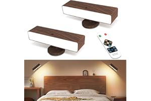 ITHIRD Battery Operated Wall Sconces Set of 2: Wireless Rechargeable Wall Light with Remote&Button, 360° Rotate Magnetic Scone Lighting LED Wall Mount Sconce Lamp for Bedroom Bedside Reading, Wood