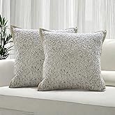 Emvency Blue Textured Boucle Throw Pillow Covers 18x18 Inches Set of 2, Boho Farmhouse Striped Chic Modern Art Square Decorative Couch Pillowcases for Home Decor Bedroom Sofa Living Room