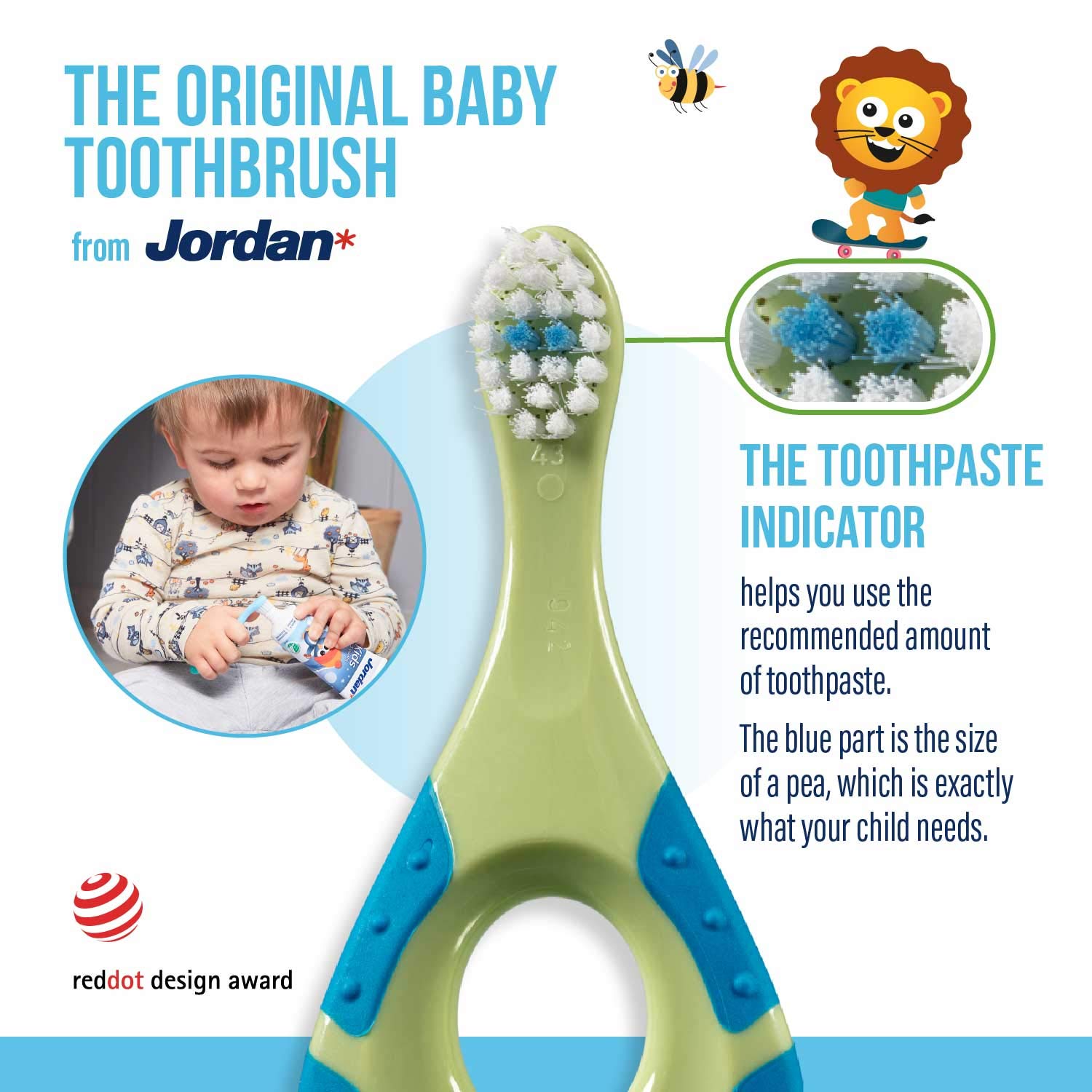 Jordan* Step 1 Baby Toothbrush Toddler Toothbrush for Age 02 Years