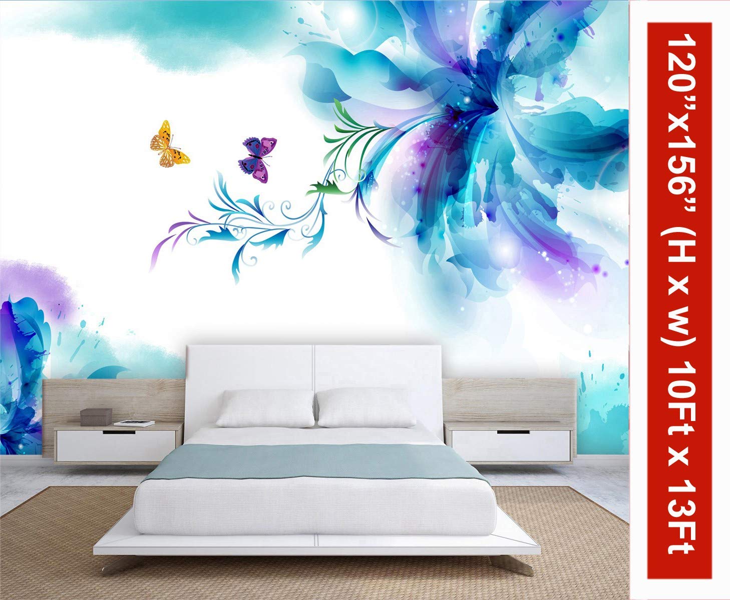 999store 3d Large Blue Abstract Flowers And Butterfly Wallpaper Non Wooven 5x4 Feet Multi Amazon In Home Improvement .butterflies #red butterfly #butterfly grass flowers pictures #rainbow abstract butterfly wallpaper #pretty orange butterflies #peacock butterfly #green beautiful butterfly #flowers. amazon in