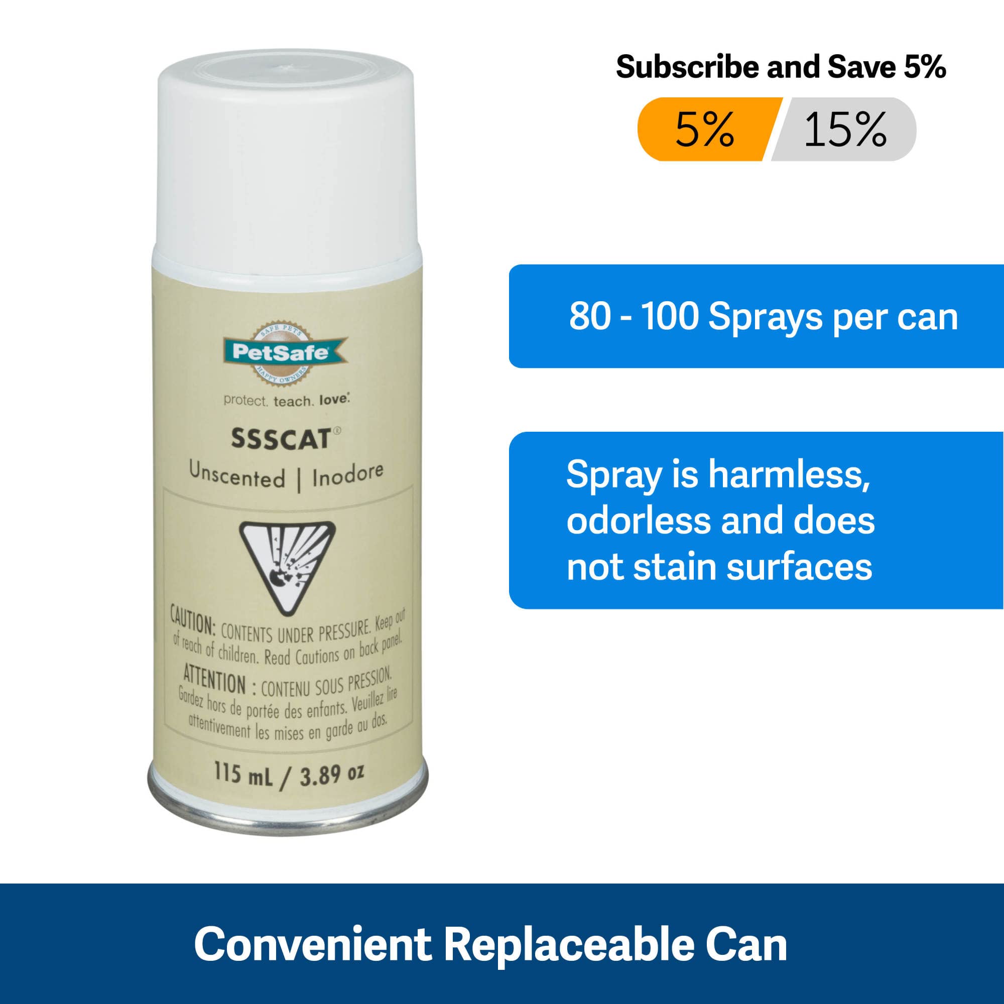 PetSafe SSSCAT Automatic Spray Pet Deterrent - Contactless Behavior Correction - Motion Sensor Air Burst - Odorless - Non-Staining - Versatile Placement Spray