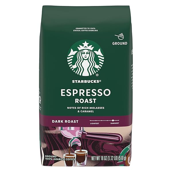 STARBUCKS DARK ROAST GROUND COFFEE — ESPRESSO ROAST — 100% ARABICA — 1 BAG (18 OZ.)