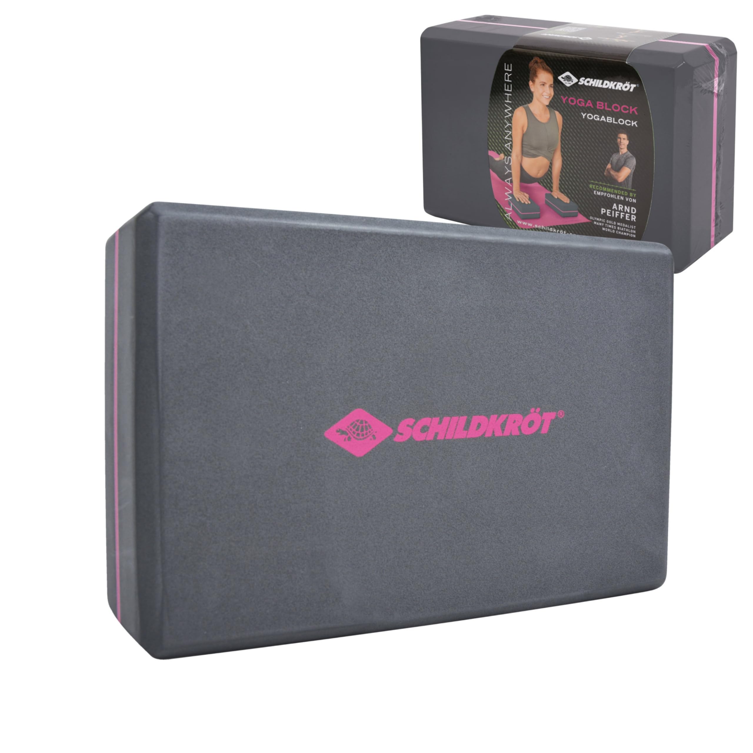 Schildkröt Fitness Yoga Block, Pilates Block, Yoga and Meditation Pad, Stretching Aid, Practical and Soft Foam, Grey/Pink, 960136