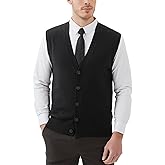 Kallspin Men's Sweater Vest Wool Blend V-Neck Button Sleeveless Cardigan Vest Sweater
