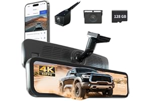 Sinjet 4K 60FPS 9.2″ OEM Rear View Mirror Camera, Dash Cam, Detached Front Lens, Digital Signal Transmission, IMX462, IPS Screen, Night Vision, Parking Monitor, 128GB SD, for Trucks, Vans, SUVs