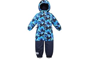 Owntop Kids One Piece Snowsuit, Waterproof Boys Ski Suit, Snow Jumpsuits for Skiing Snowboard (Multicolor, 122)
