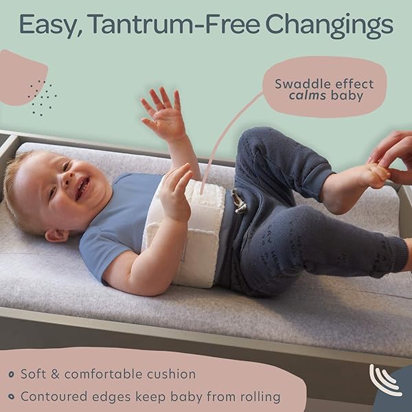 POOPOOSE BABY CHANGING PAD WITH SECURE STRAP 32″ X 16″, CHANGING DIAPER MAT FOR TABLE DRESSER CHANGE STATION SOFT, WHITE