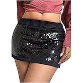 MakeMeChic Women's Sequin Sweater Skirt Sparkly Low Waist Y2k Party Bodycon Mini Skirts