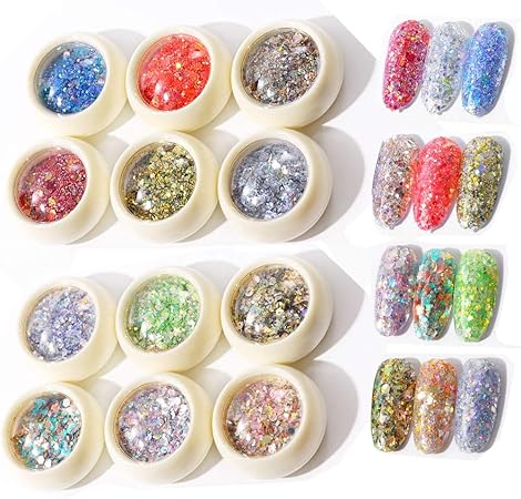 Amazon Asnomy 12色セット グリッター 容器入り キラキラ ネイルパーツ ネイルアート ラメグリッター ラメパウダー 顔 ボディ ヘア飾り クリスマス パーティー ジェルネイル ネイルアートネイルデコレーション Asnomy グリッター ラメ 通販