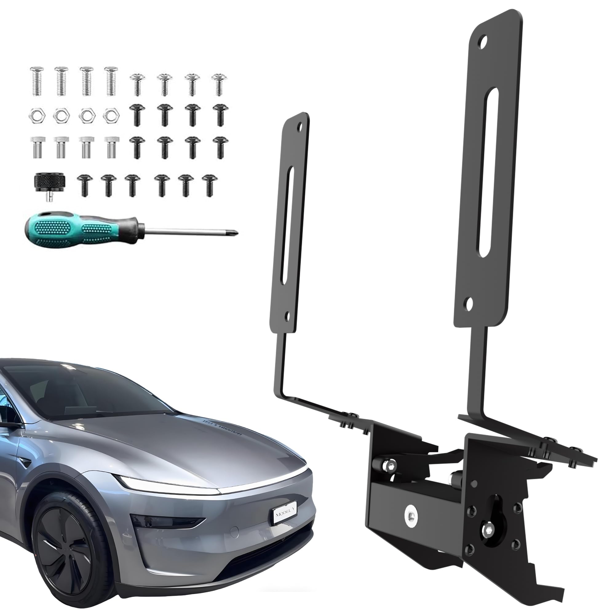 Photo 1 of 2025 2026 Tesla Model Y Juniper License Plate Holder - Original Lockable License Plate Frame with Anti-Theft Design, Lightweight Yet Rigid Aluminum Construction Mount No Drilling