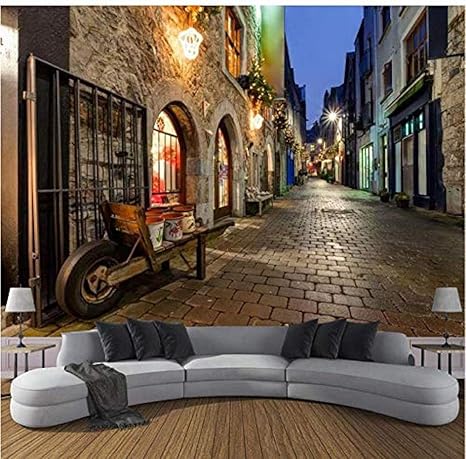 Bosakp カスタム3d写真の壁紙ヨーロッパの町の夜景大壁画リビングルームの寝室の研究室の家の装飾壁画壁紙 360x250cm 壁紙 Amazon