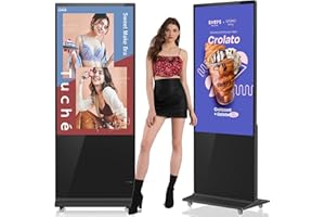 ANTFRAER 65" Digital Signage Displays, 4K LCD Floor Standing Digital Signage Player, 500 Nits High Brightness Commercial Totem Monitor with HDMI Support Interactive Advertising Kiosk Player