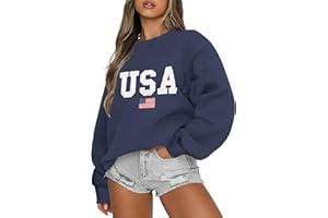 Micoson Women's Oversized Graphic Letter Print Sweatshirts Crewneck Fleece Pullover Tops Fall Winter Fashion Clothes 2024