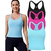 Evercute Women's 1/2/3 Pack Ribbed Workout Tank Tops with Built in Bra Racerback Seamless Crop Tank Tops Camisole Sport Tanks