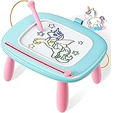 Seimome Magnetic Drawing Board, Toddler Girl Toy for 1-3 Year Old, Doodle Board Pad Learning and Educational Kids Toy for 1 2 3 Year Old Baby Birthday - Mint Blue