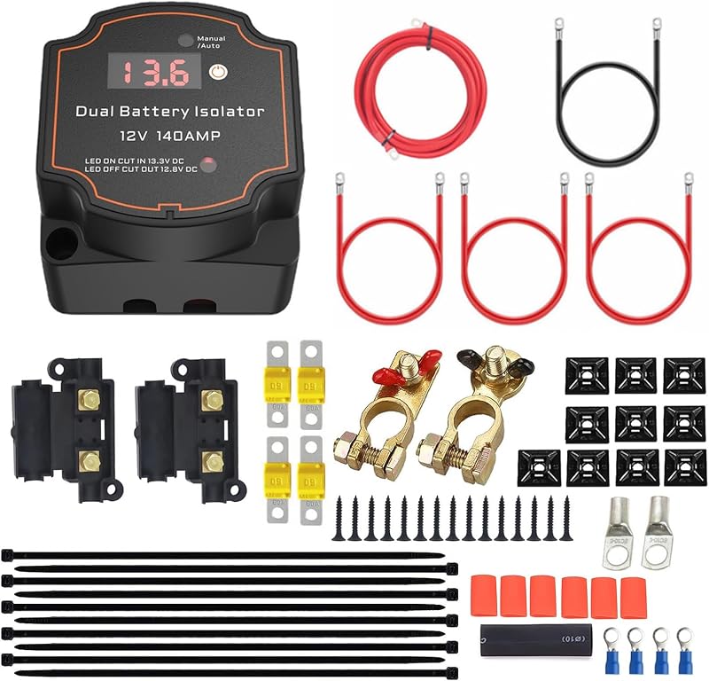 Heart Horse 12V Dual Battery Isolator Kit 140A VSR with LED Display