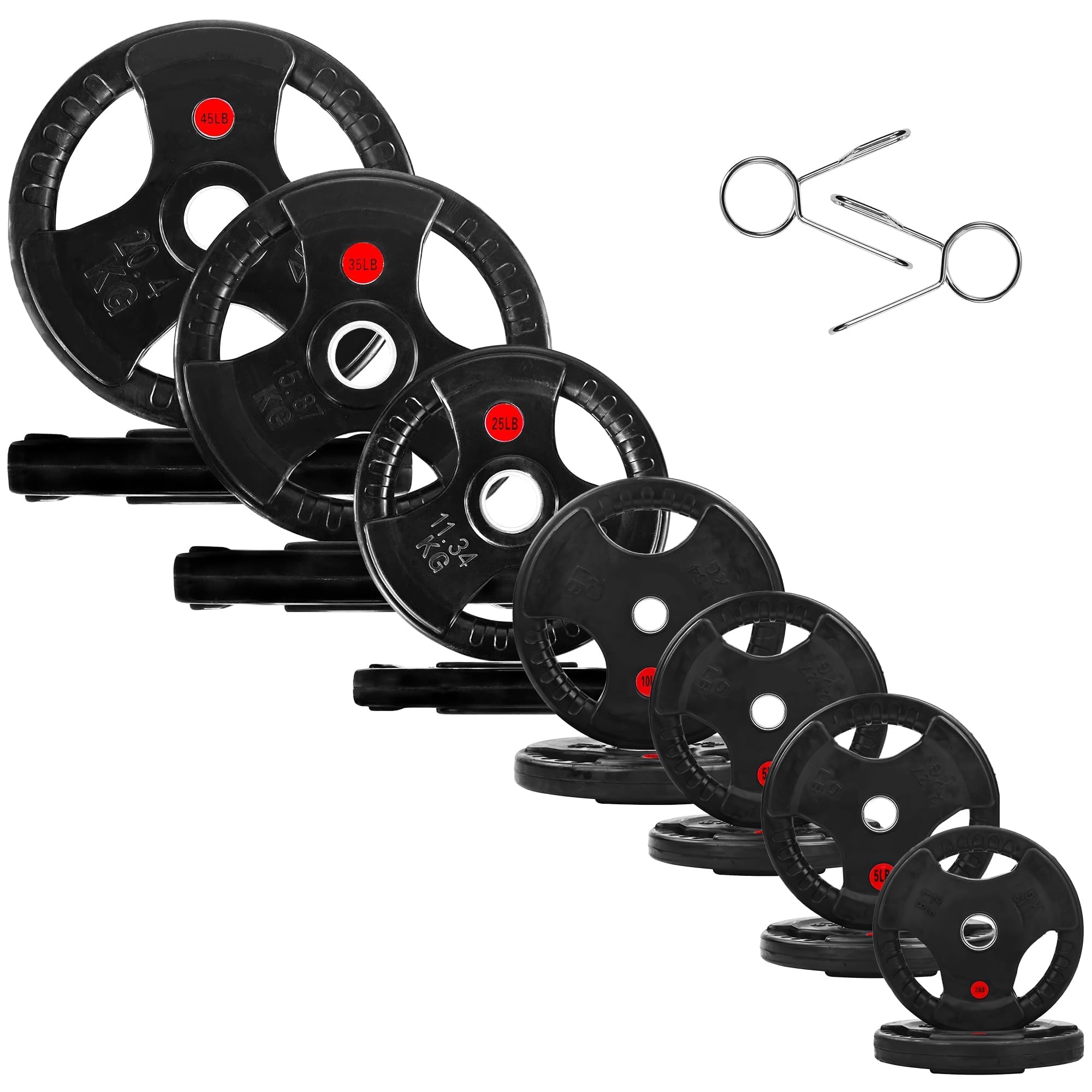 Photo 1 of **Partial set**
Fitvids Barbell Cast Iron 2-Inch Weight Plates for Strength Training & Weightlifting, 255LB, Style #2 â€“ Black