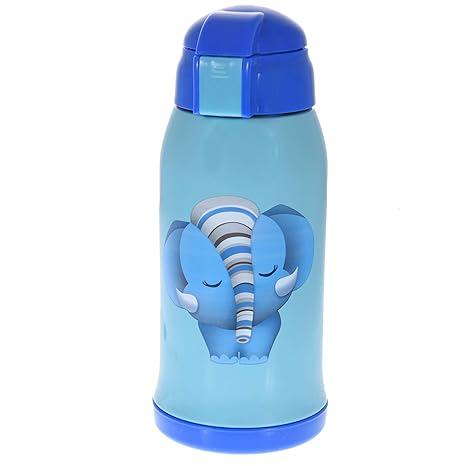 Mummamia Baby Printed Pop-up Sipper Bottle in High Grade Stainless Steel (Hot and Cold) - 300ml (Blue)