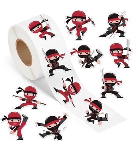 100 Adesivi Ninja Per Bambini, Impermeabili In Vinile, Dimensioni 5-6 Cm, Per Borracce, Laptop E Bomboniere