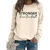 NAKAEOE Stronger Than the Storm Sweatshirt for Women Christian Faith Long Sleeve Graphic Shirts Inspirational Pullover Tops