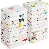 Chumia 20 Pack Muslin Baby Burp Cloths Large 20 x 10 Inches Cotton Baby Burp Rags Towel and Washcloths Face Towels 6 Layers Super Absorbent for Infant Shower,20 Styles