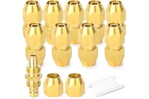 GASHER 10PCS Brass Pneumatic Replacement Fitting, Reusable Hose Splicer Repair Fitting 3/8" Barb x 3/8" Barb（Suitable for 3/8" ID，1/2" OD air hose)