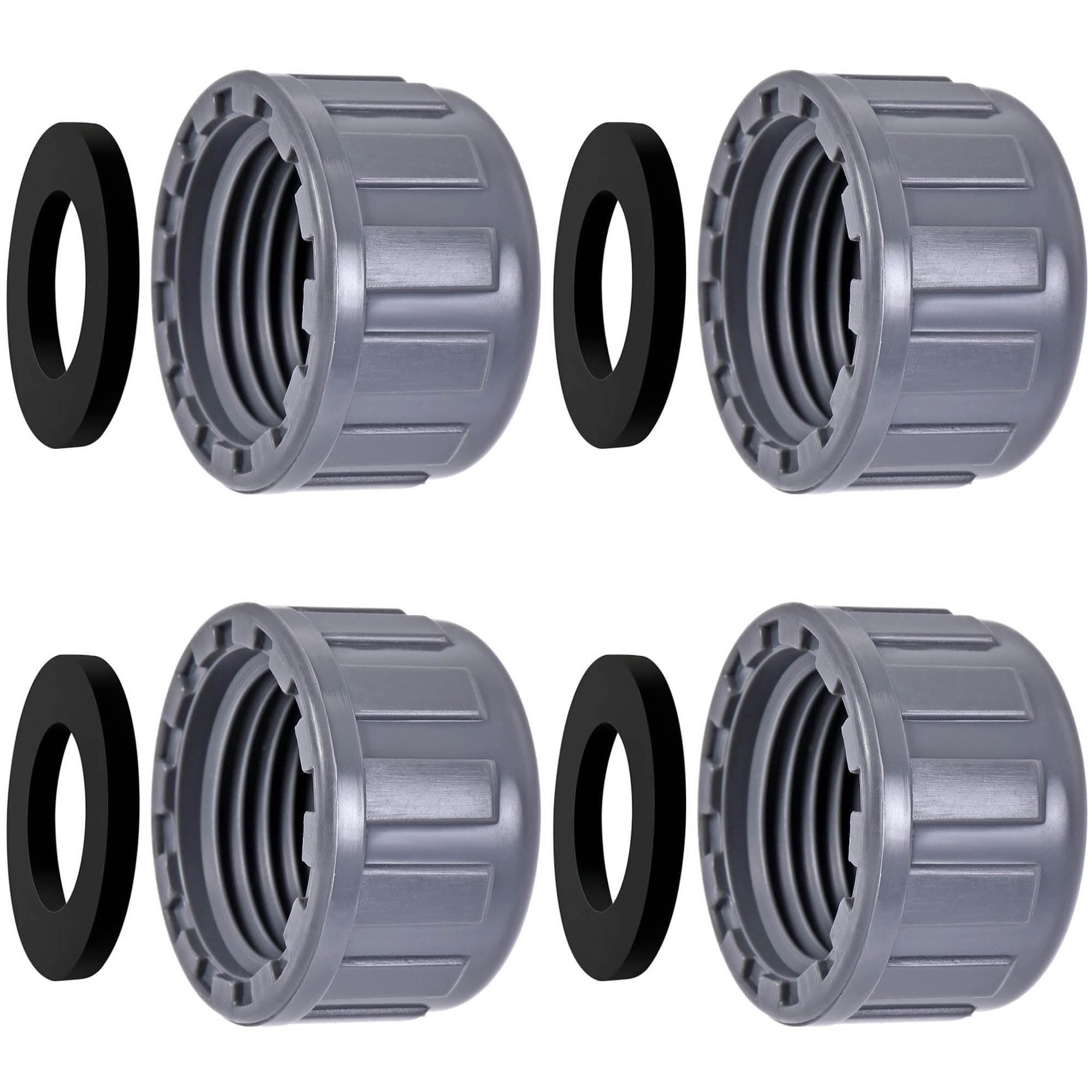 HAOBIN 4 Pcs PVC Plug Fitting Pipe Stopper Drain Plug for Sink 40mm PVC Threaded Plug End Cap with Rubber Seal for Outdoor Pipes (25mm)