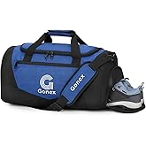 Gonex Gym Duffel Bag with Shoe Compartment Wet Pocket, Large Capacity Sports Duffle Bag for Men Women, Workout & Travel Bag with Multiple Pockets, Black/Blue, Small (30L)