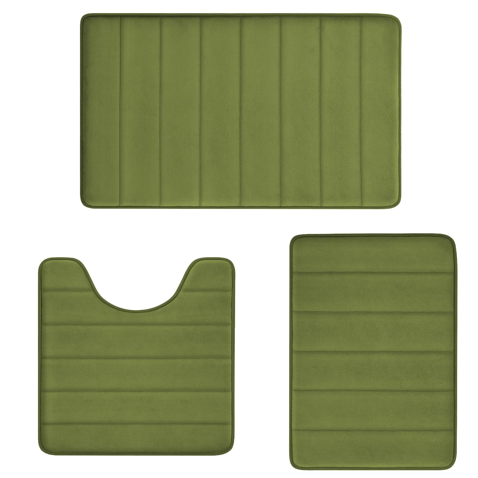 Sage Green Bathroom Rugs Sets 3 Piece Memory Foam Non Slip Bath Mats ...