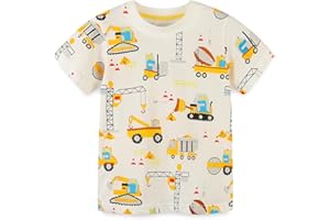 Cozkkidx 2-6 Years Boys Kids Cotton Tee Shirts Cartoon Graphic Crewneck Shirt Short Sleeve T-Shirt