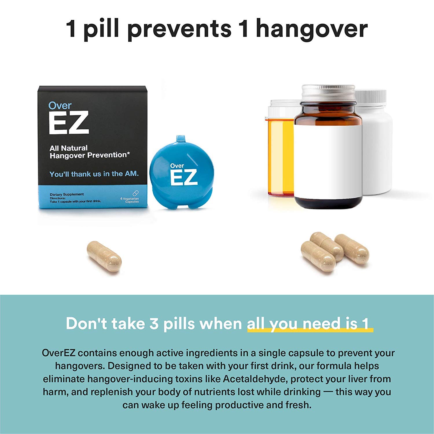 Over EZ, 1 Pill Prevents 1 Hangover, Hangover Helper and Hangover