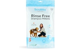 Scrubby Pet Wipes | Rinse Free Shampoo Mittens | Dogs & Cats | Bath Wipes | Bathing & Washing Pets, Hypoallergenic | No Rinse Wash Mitt | Grooming | Lather Wipe Dry