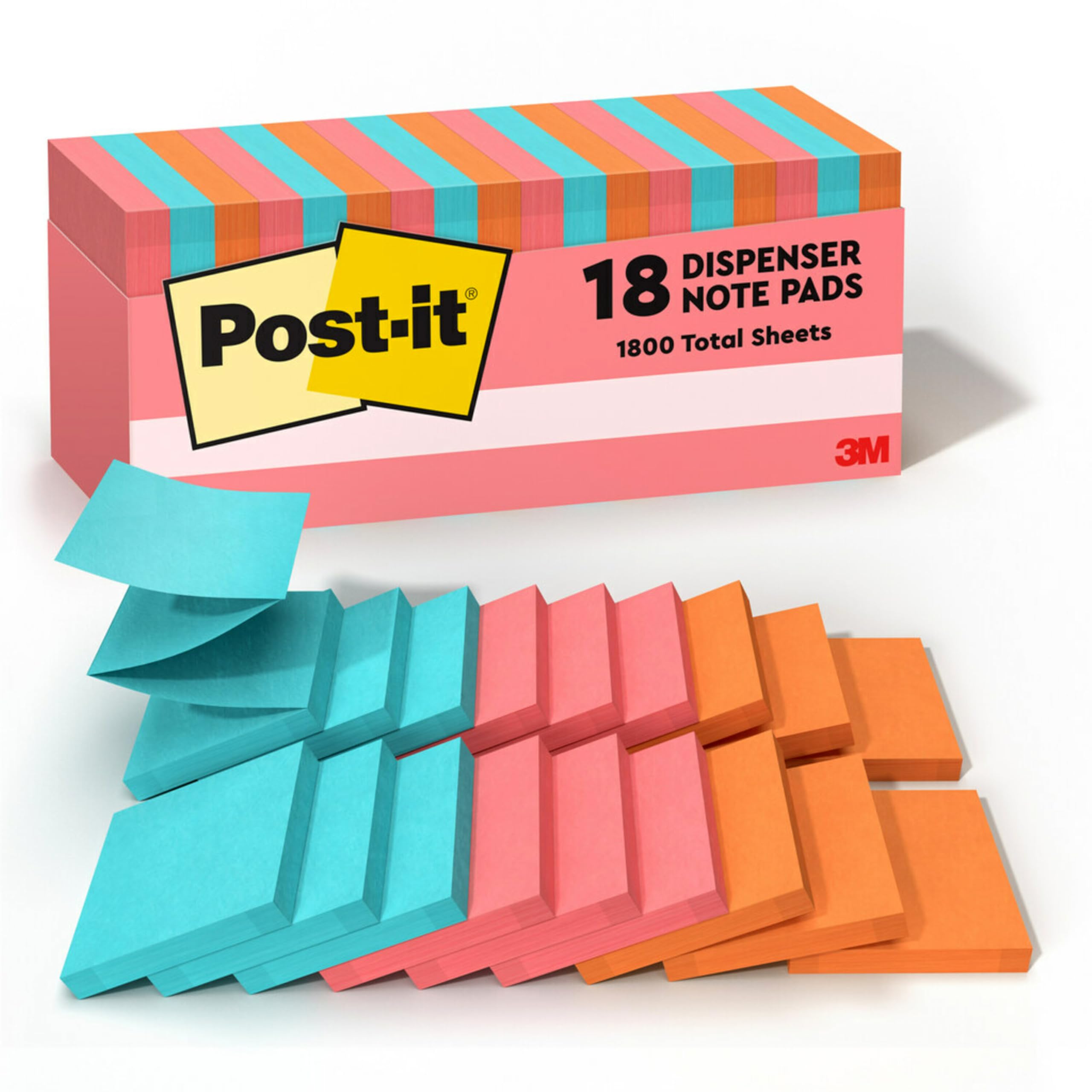 Photo 1 of Post-it Pop-up Notes, 3x3 in, 18 Pads, America's #1 Favorite Sticky Notes, Poptimistic Collection, Bright Colors (Pink, Orange, Blue), Clean Removal, Recyclable (R330-18CTCP)